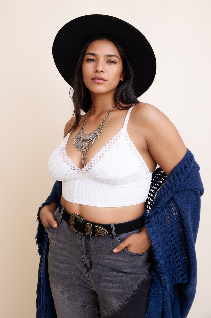 Curvy Waistband Loop Lace Brami – Elegant Plus Size Lace Detail - NeoKira Unlimited