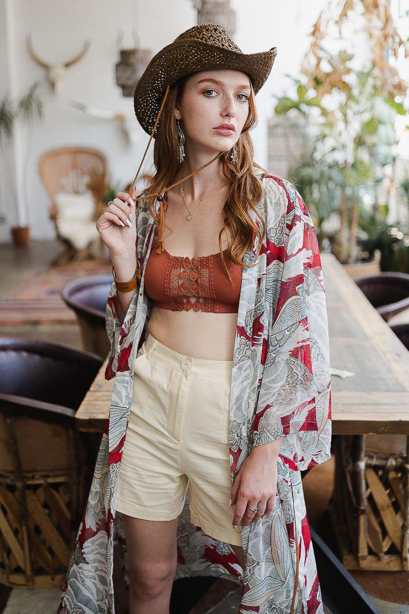 Ikebana Kimono with Belt - NeoKira Unlimited