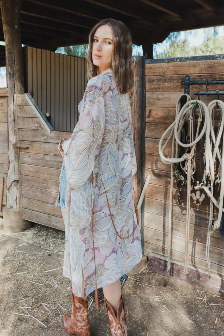 Ikebana Kimono with Belt - NeoKira Unlimited