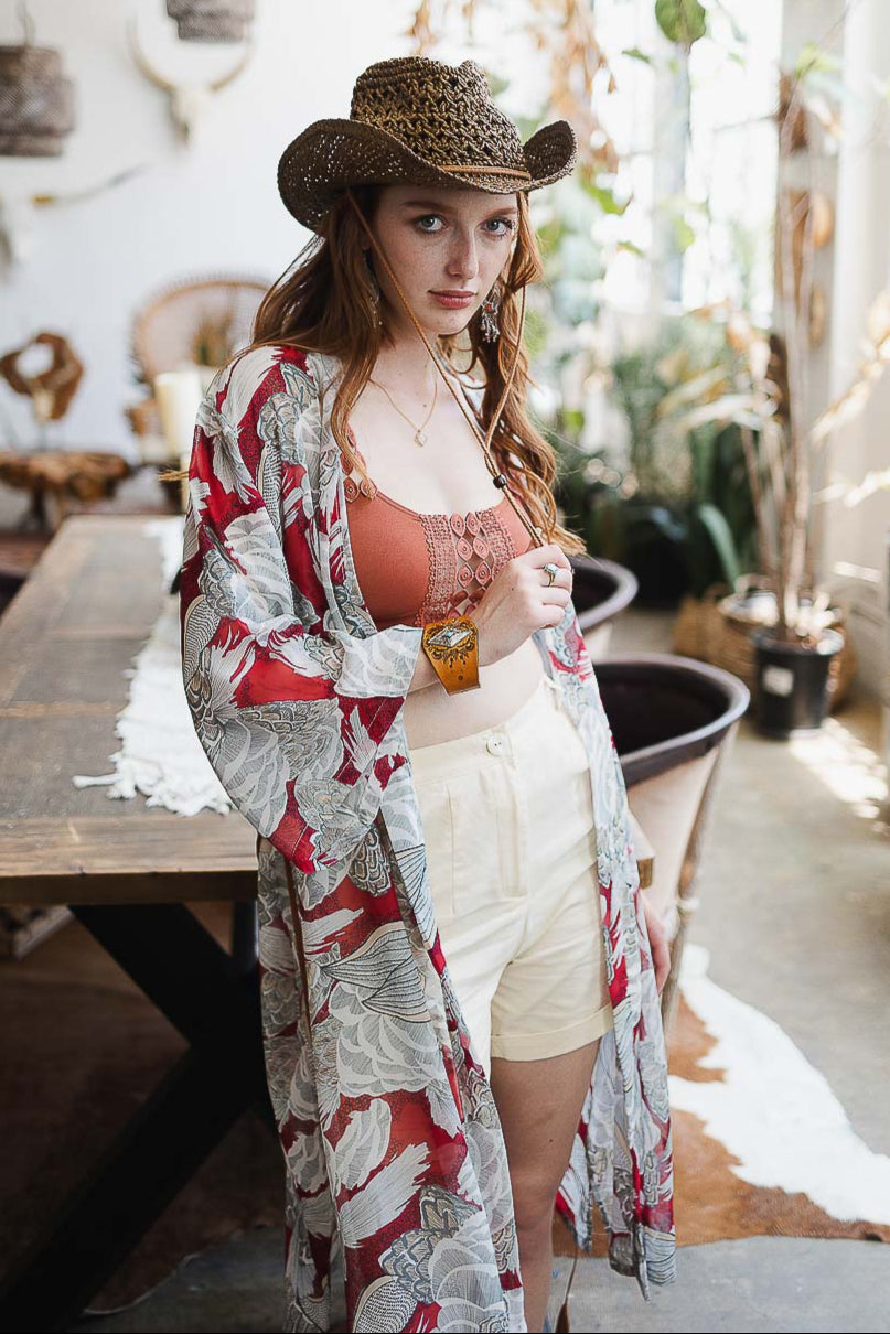 Ikebana Kimono with Belt - NeoKira Unlimited