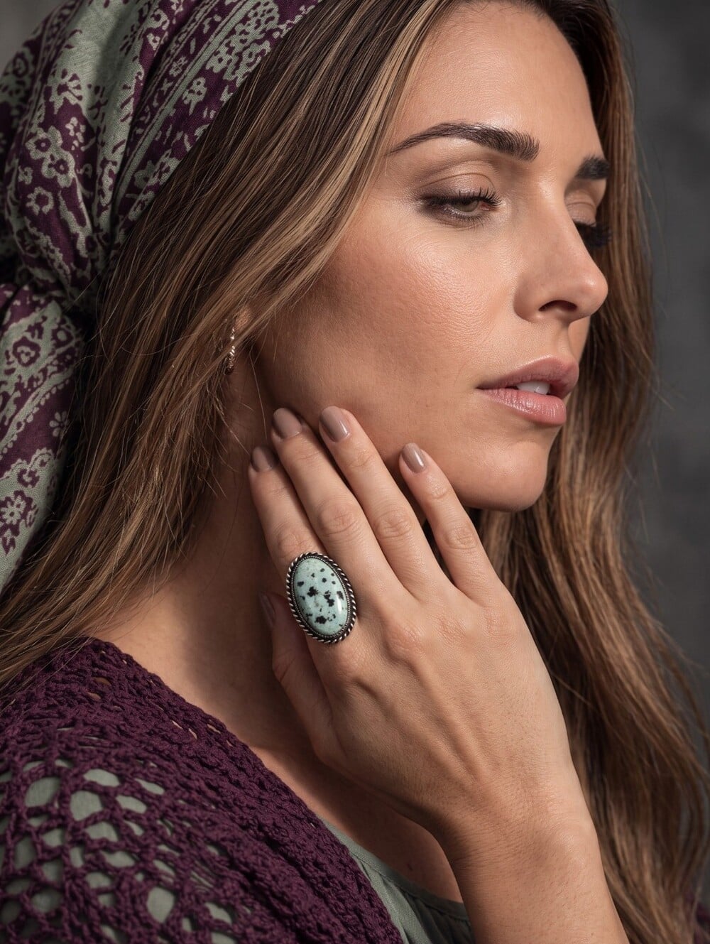 Kiwi Jasper Oval Ring Twisted Rope Bezel Artisan 925 Sterling Silver Boho Chic - NeoKira Unlimited