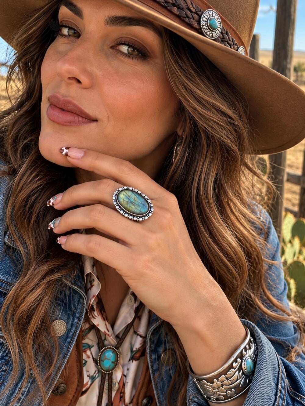 Genuine Labradorite Ring 925 Sterling Silver Beaded Artisan Boho Western Sz 9 - NeoKira Unlimited