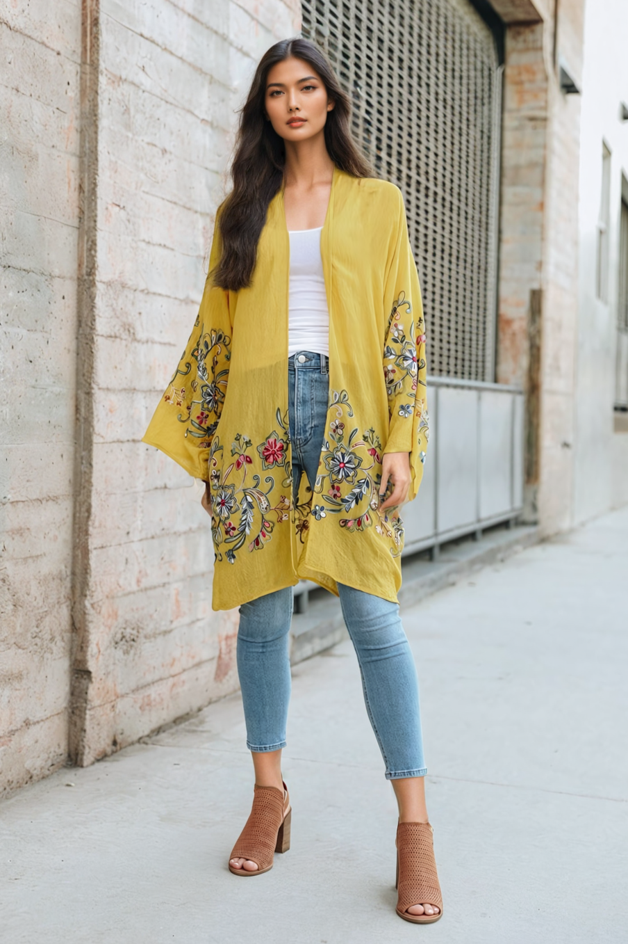 Long Floral Kimono Cardigan – Elegant and Versatile - NeoKira Unlimited