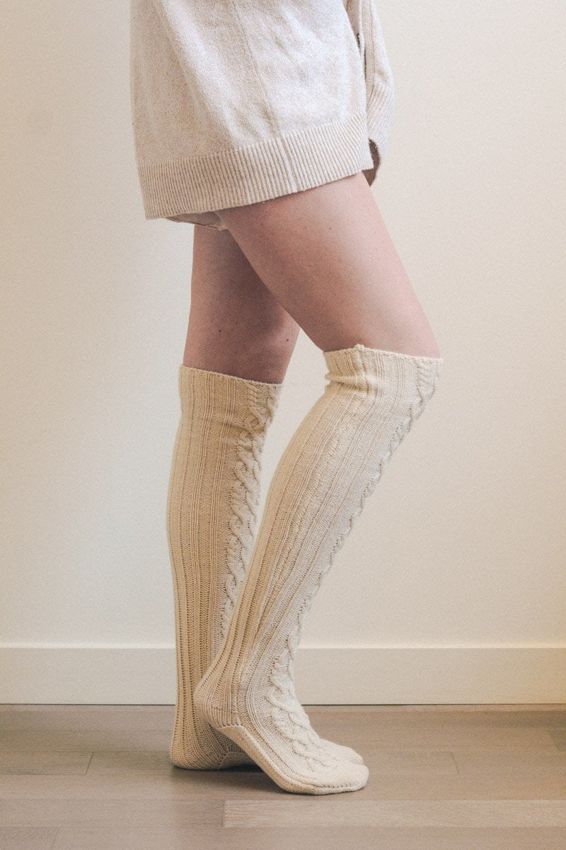 Knee High Cable Knit Socks - NeoKira Unlimited
