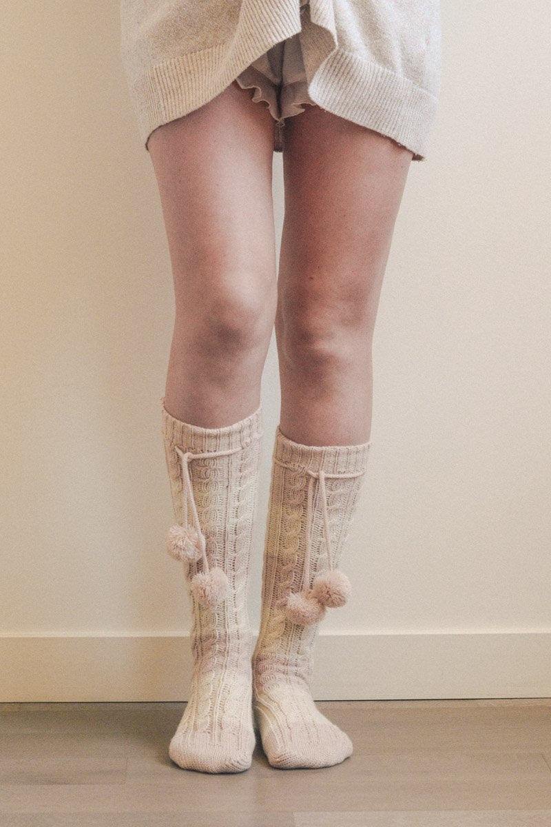 Knee High Striped Pom Socks - NeoKira Unlimited