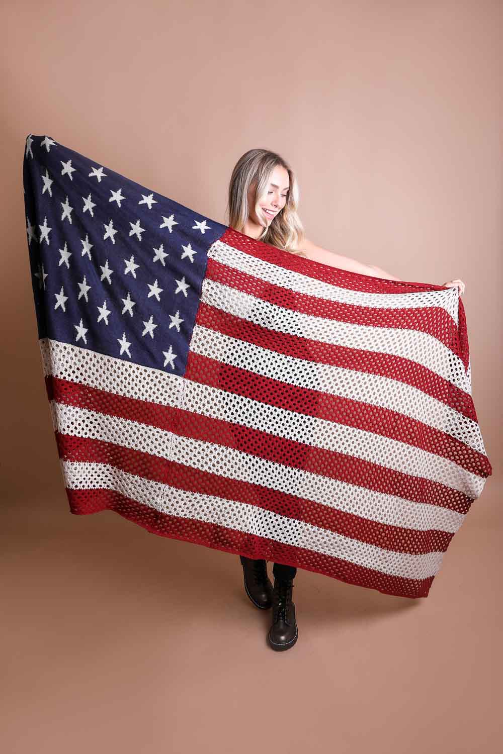 Knit American Flag Blanket Scarf - NeoKira Unlimited