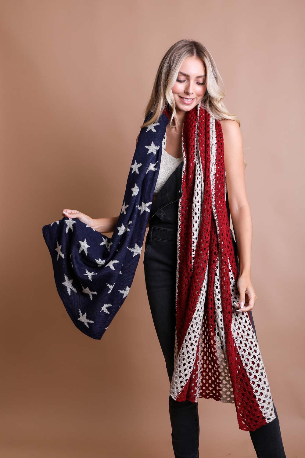 Knit American Flag Blanket Scarf - NeoKira Unlimited