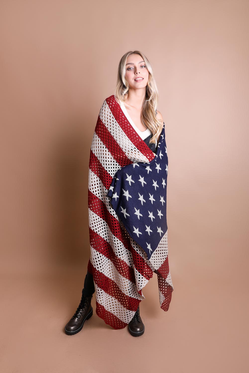 Knit American Flag Blanket Scarf - NeoKira Unlimited