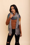 Knit Blend Tassel Trim Scarf Scarves Leto Collection Gray  