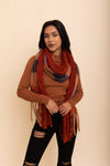 Knit Blend Tassel Trim Scarf Scarves Leto Collection Rust  