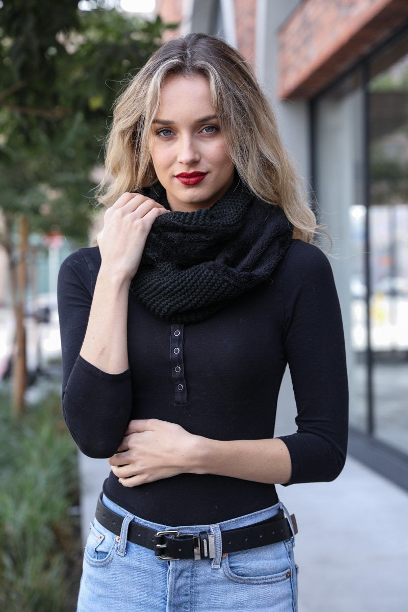 Knit Infinity Scarf Scarves Leto Collection Black  