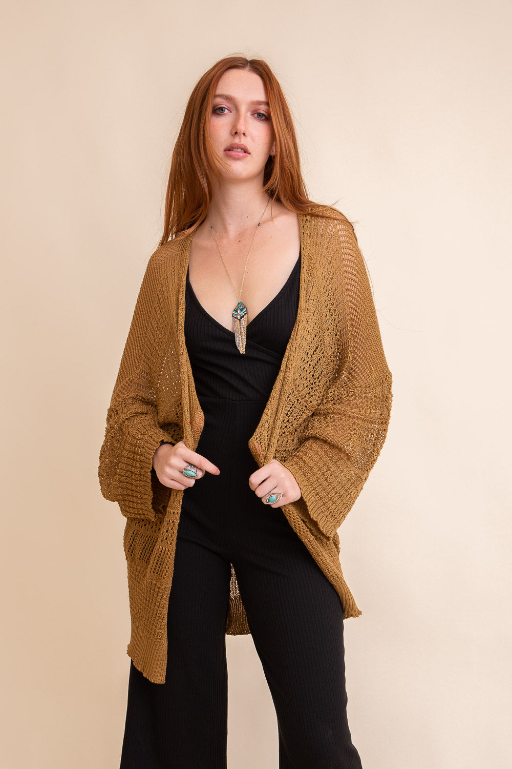 Knit Netted Cardigan ❤️ Cardigan Leto Collection Bronze  