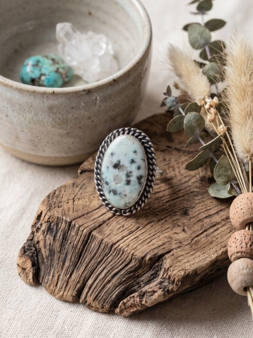 925 Sterling Silver Genuine Kiwi Jasper Ring Artisan Boho Statement Oval Sz 9 - NeoKira Unlimited