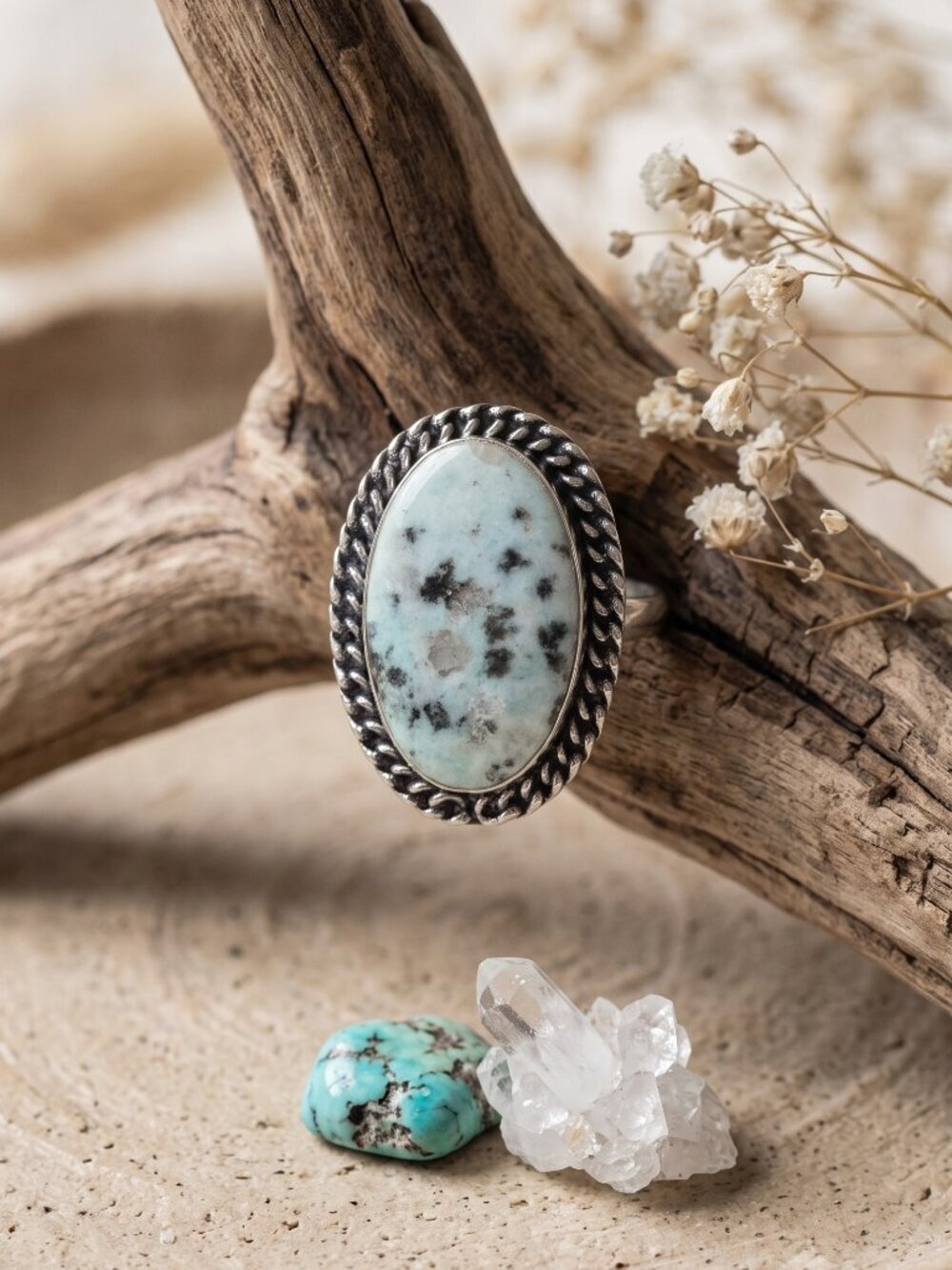 925 Sterling Silver Genuine Kiwi Jasper Ring Artisan Boho Statement Oval Sz 9 - NeoKira Unlimited