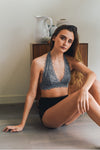 Lace Halter Bralette Small / Gray