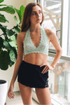 Lace Halter Bralette Small / Mint