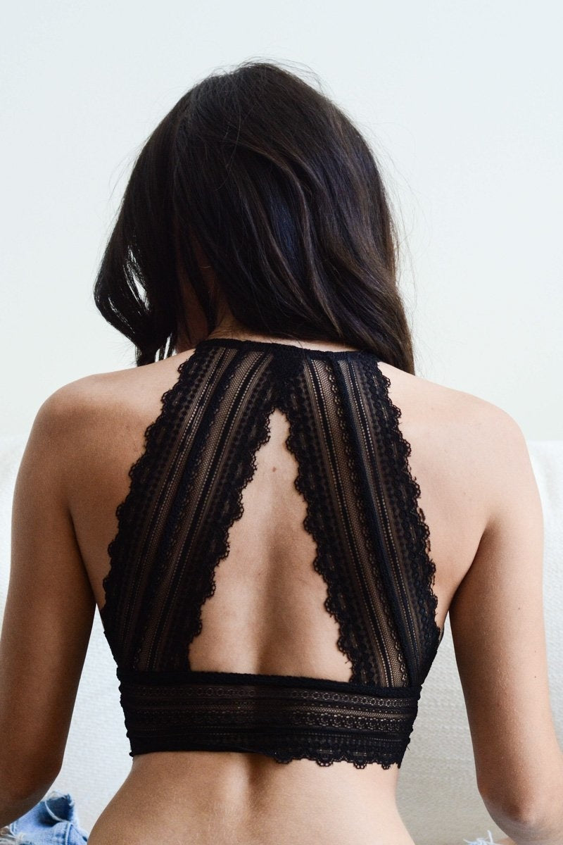 Patterned Lace Keyhole Bralette - NeoKira Unlimited