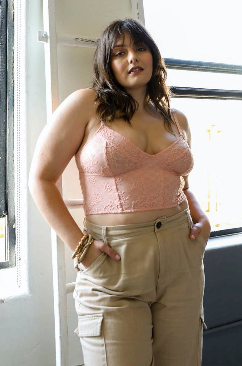 Lace Longline Corset Bralette Plus - NeoKira Unlimited