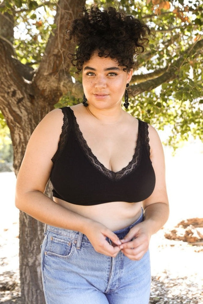 Lace Trim Padded Bralette - NeoKira Unlimited