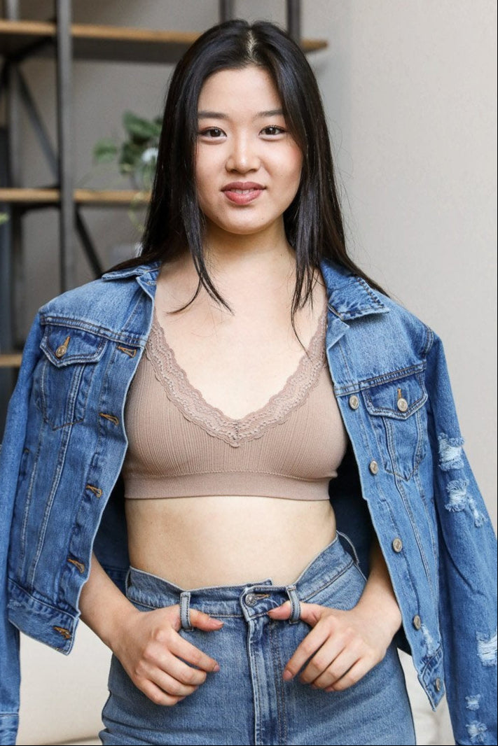 Lace Trim Padded Bralette - NeoKira Unlimited