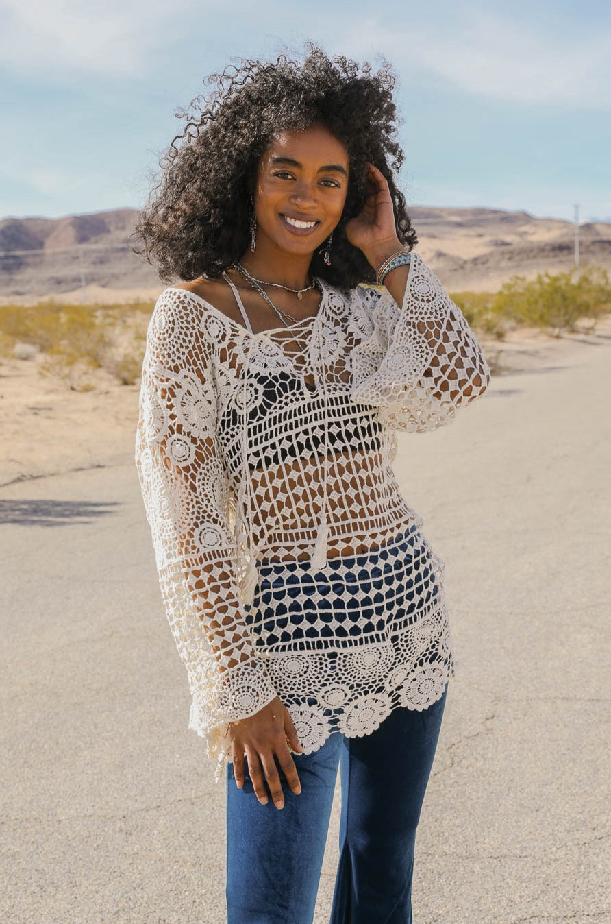 Lace-Up Crochet Tunic - NeoKira Unlimited