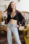 Lightweight Anemone Embroidered Kimono