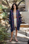 Lightweight Anemone Embroidered Kimono