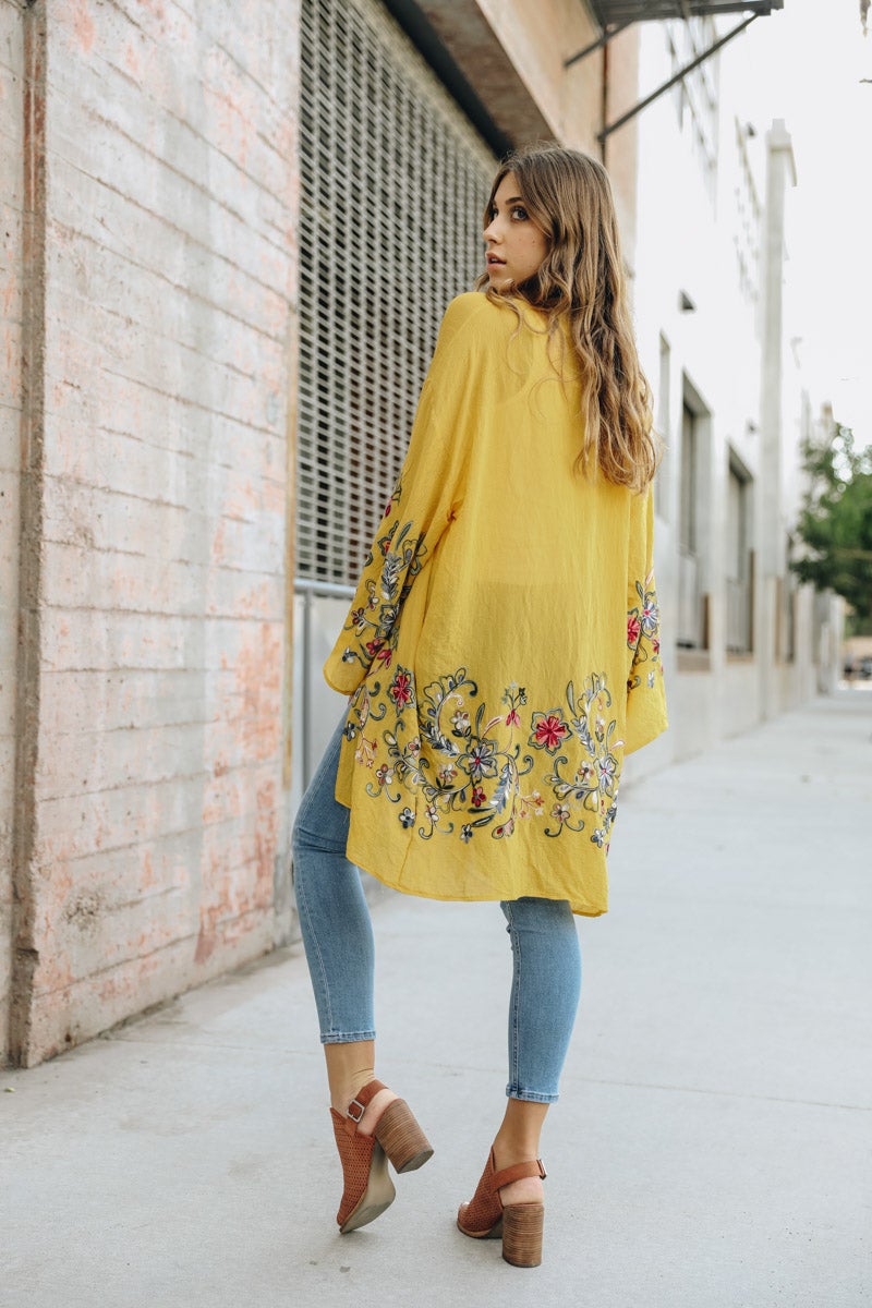 Long Floral Kimono Cardigan Kimono Leto Collection   