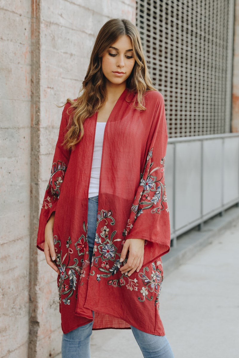 Long Sheer Floral Kimono – Graceful and Lightweight - NeoKira Unlimited