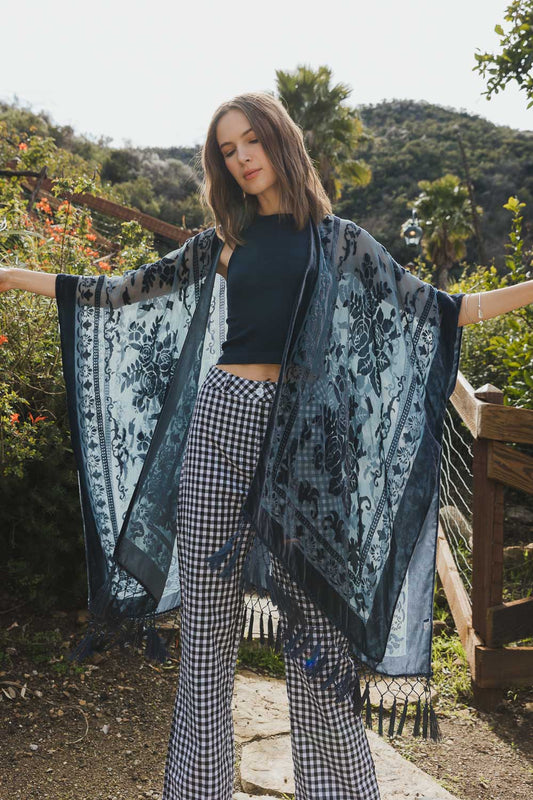 Lush Velvet Mesh Tapestry Kimono - NeoKira Unlimited