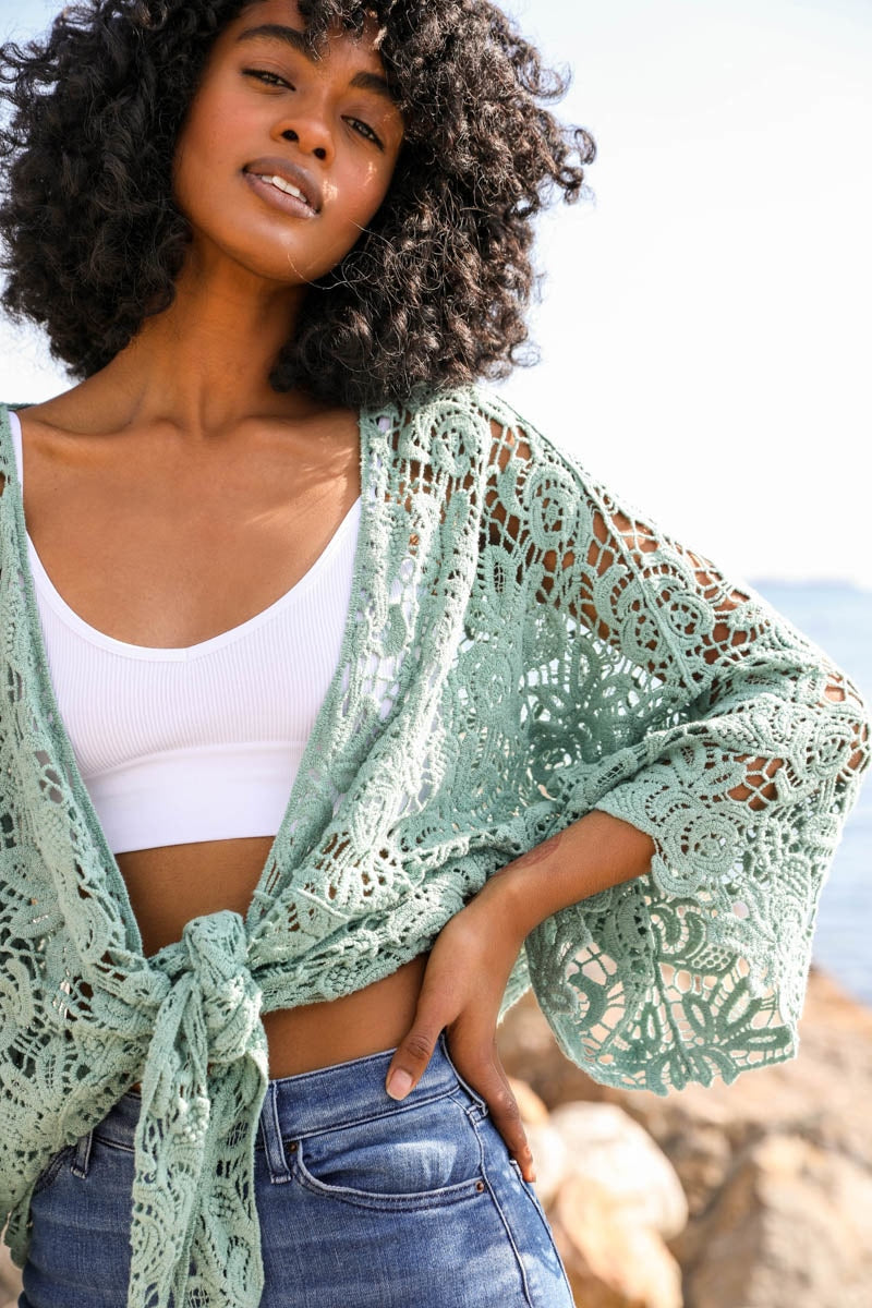 Magnolia Lace Tie Front Cover Up - NeoKira Unlimited