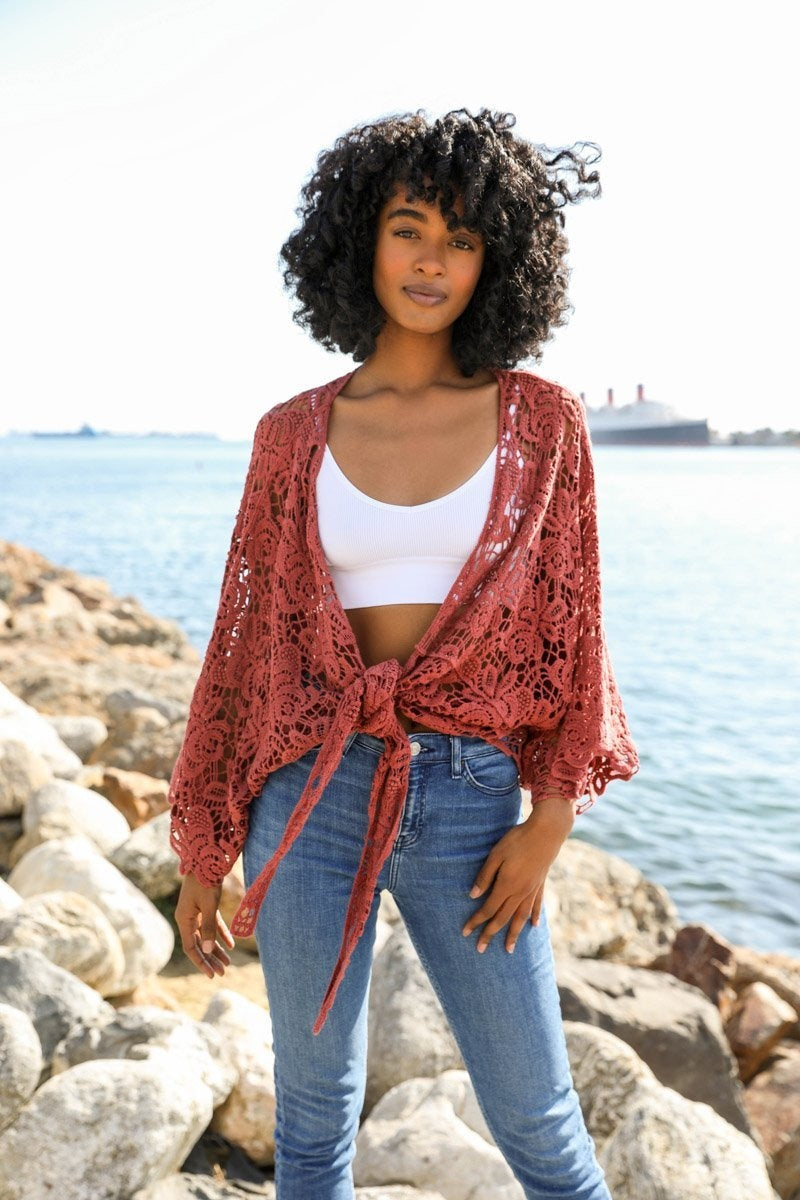 Magnolia Lace Tie Front Cover Up - NeoKira Unlimited