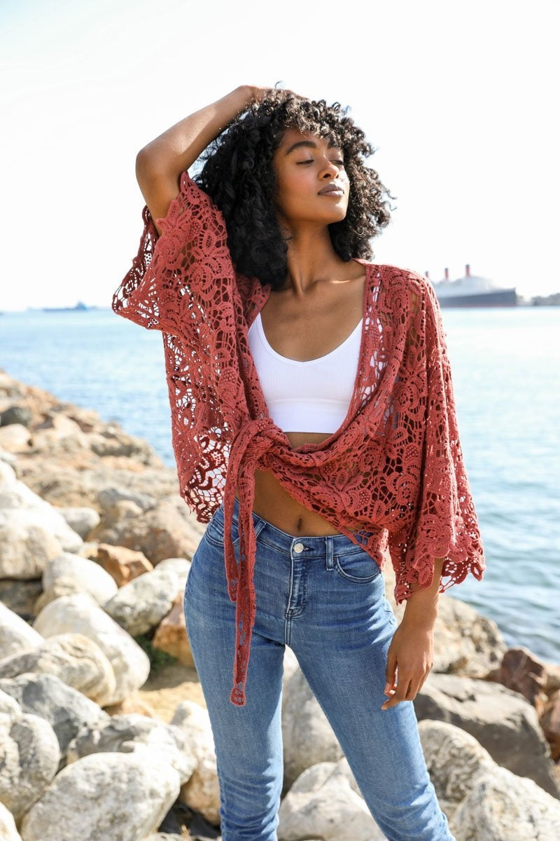 Magnolia Lace Tie Front Cover Up - NeoKira Unlimited