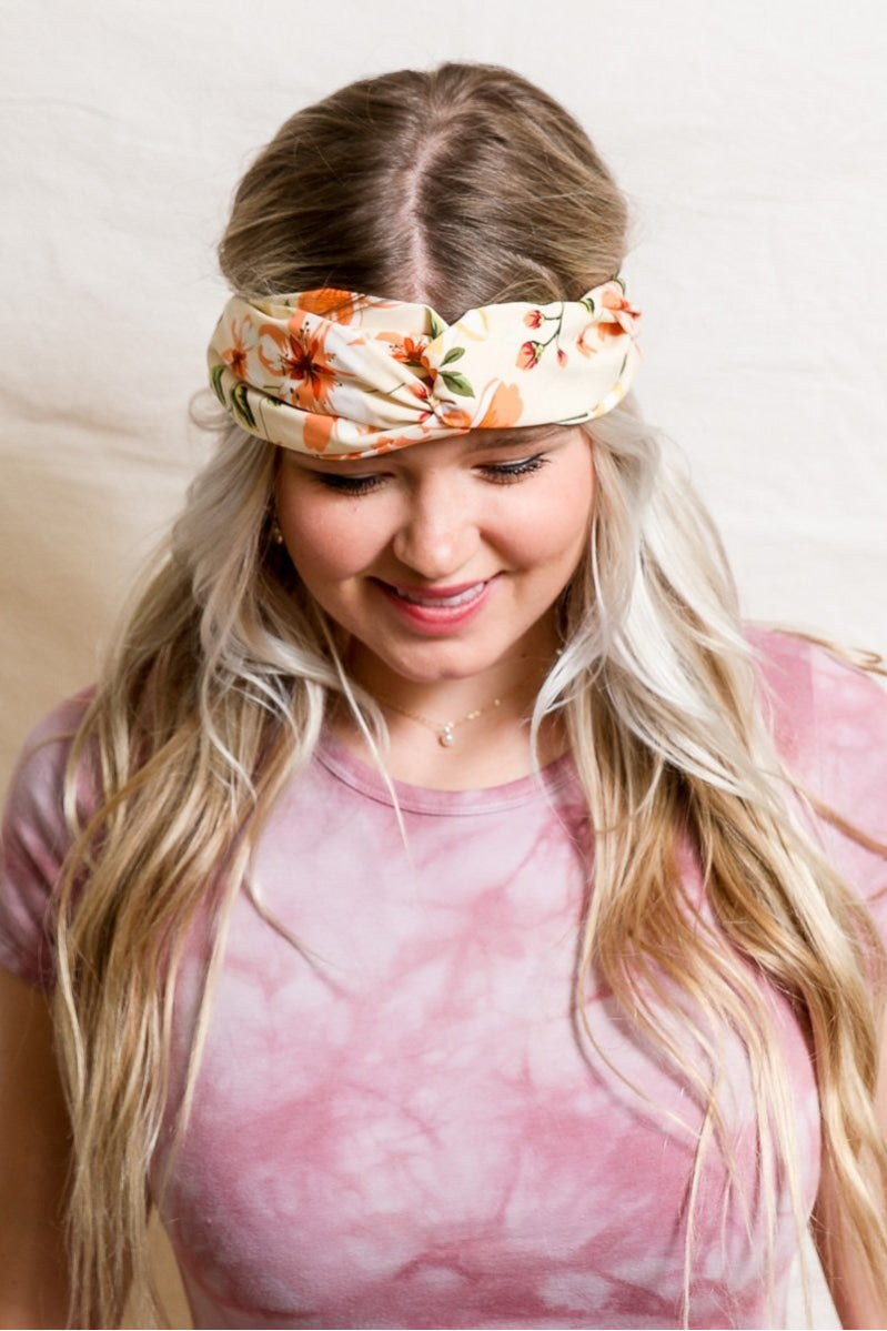 Magnolia Twist Headband Headbands Leto Collection Cream  