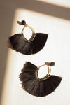 Marquise Hoop & Fan Earrings Earrings Leto Collection Black  