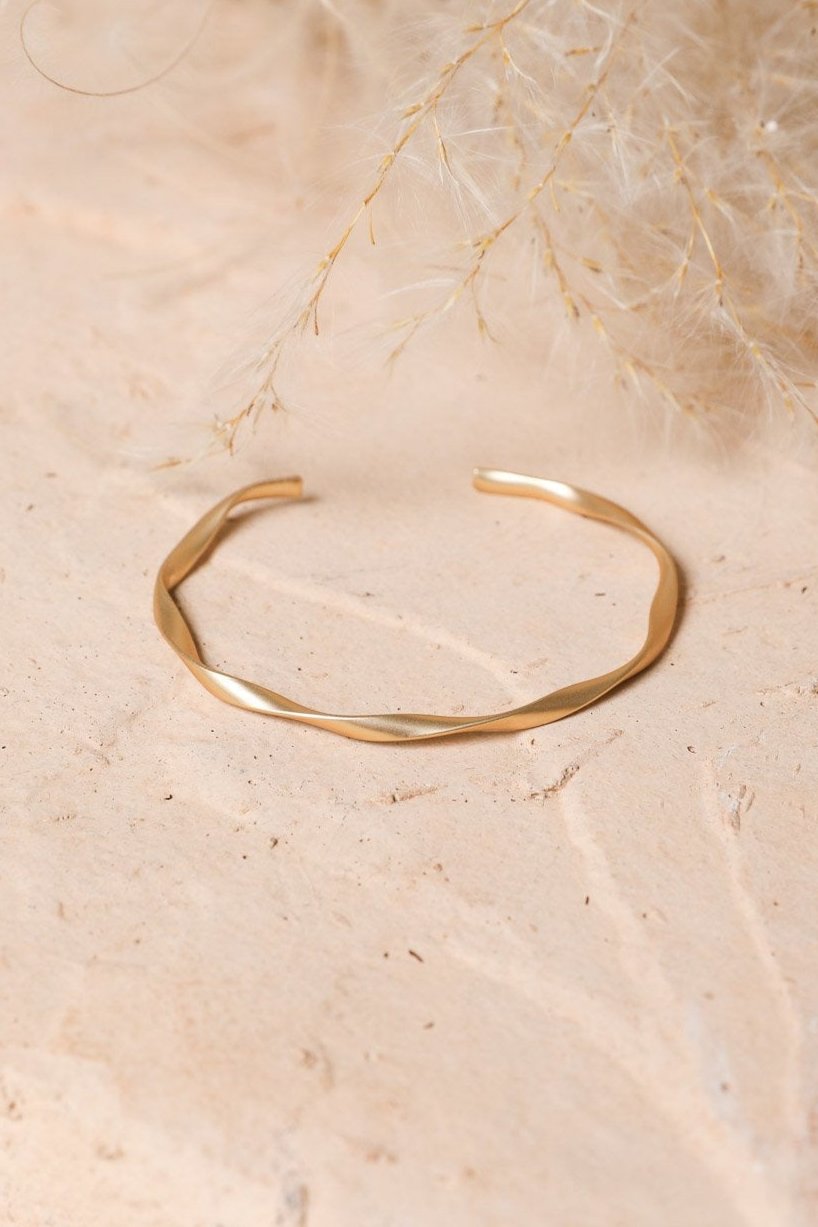 Matte Gold Twist Bangle Cuff - NeoKira Unlimited