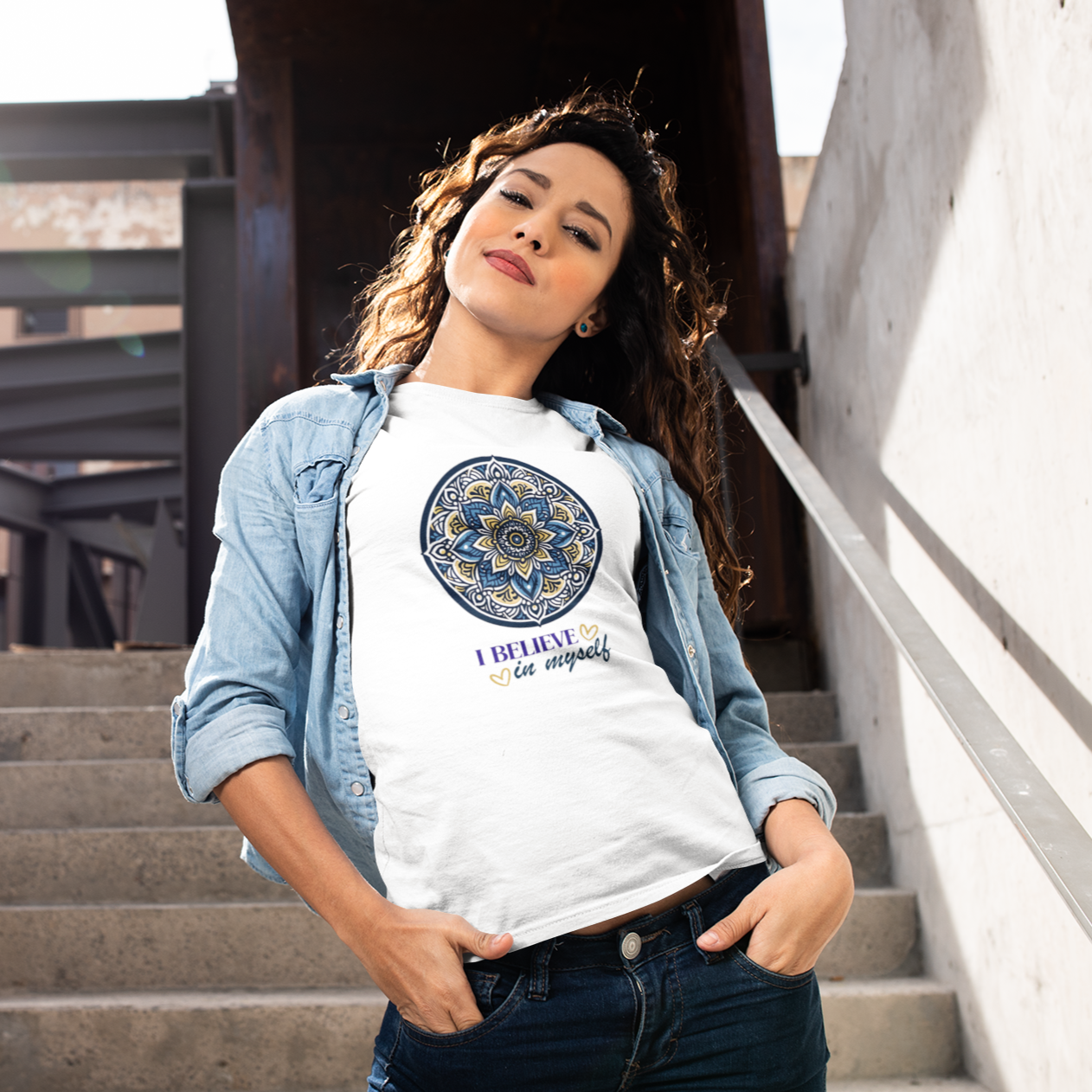 I BELIEVE IN MYSELF MANDALA Women's Softstyle Tee T-Shirt Printify   