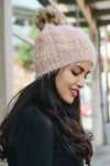 Mohair Fur Knit Pom Beanie Beanies Leto Collection Pink  