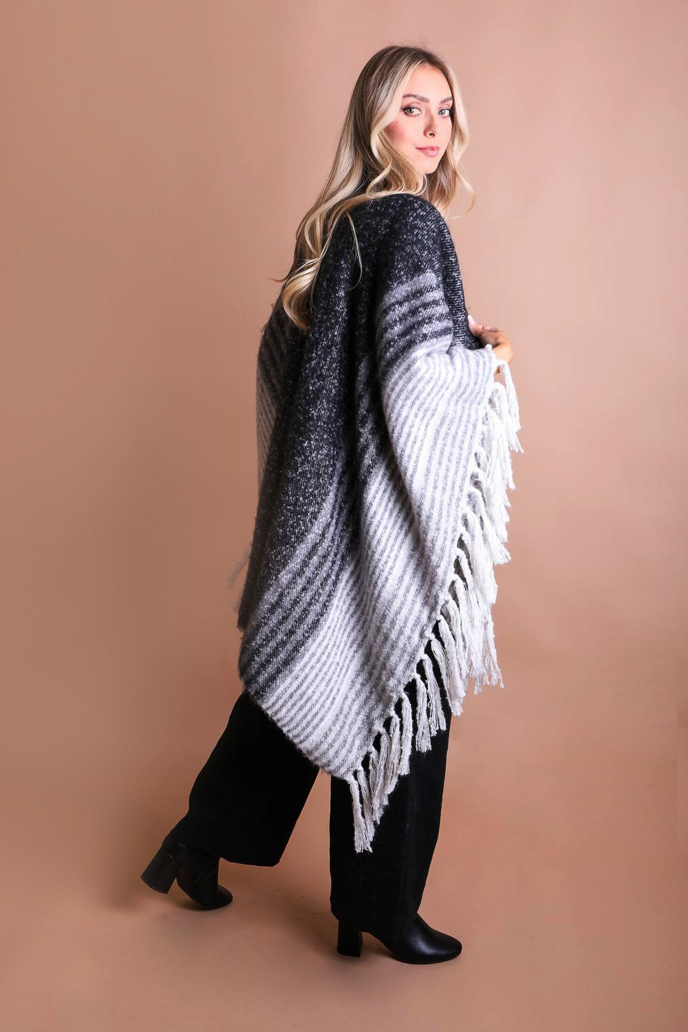 Mohair Striped Ruana Ponchos Leto Collection   