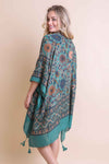 Moroccan Inspired Tapestry Kimono Kimono Leto Collection One Size Emerald 