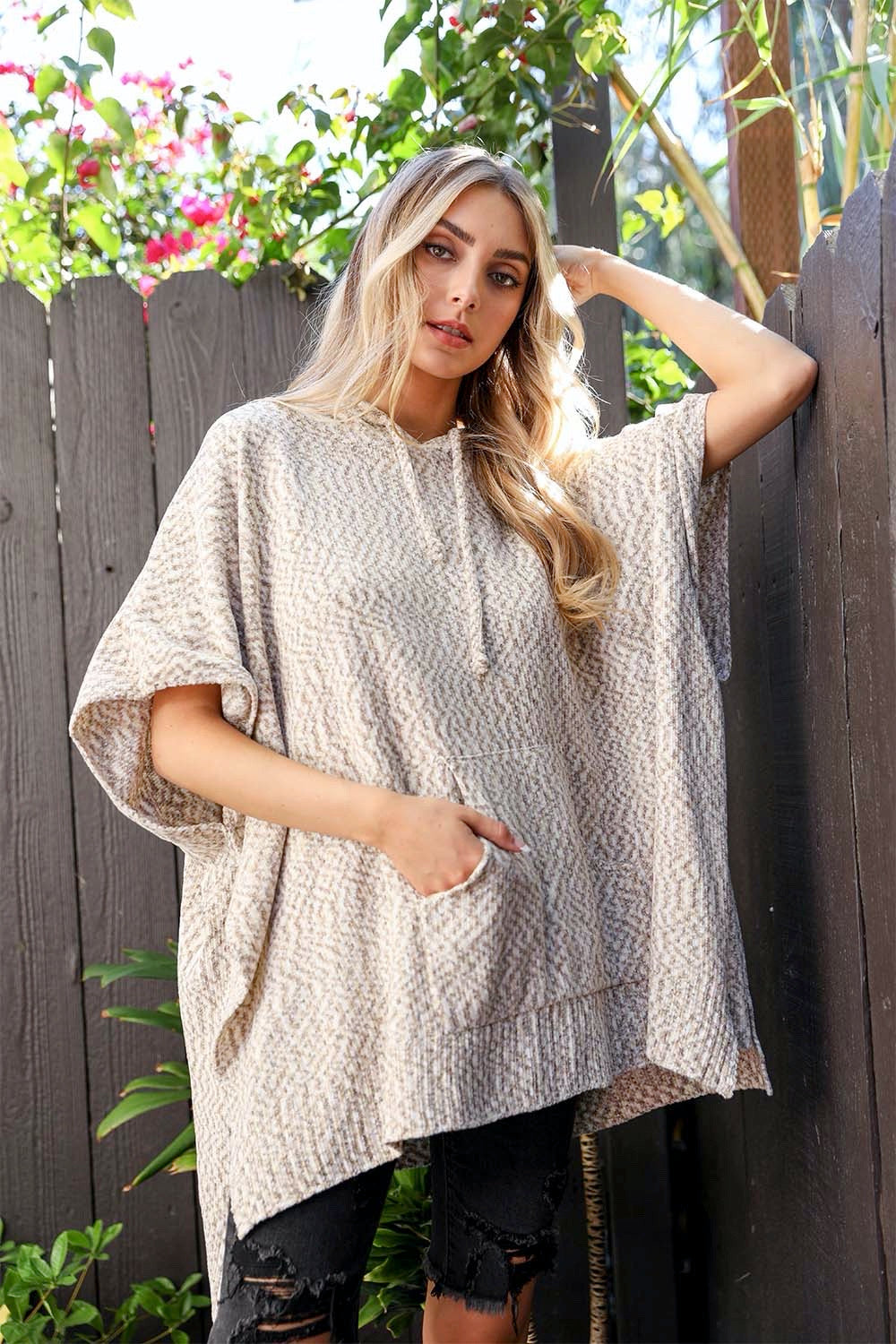 Mosaic Modernized Hooded Poncho Ponchos Leto Collection   