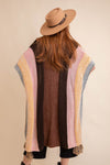 Multi-Color Striped Tassel Poncho Ponchos Leto Collection   