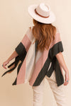 Multi-colored Striped Knit Poncho Ponchos Leto Collection   