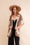 Multi-colored Striped Knit Poncho Ponchos Leto Collection   