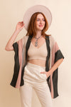 Multi-colored Striped Knit Poncho Ponchos Leto Collection   