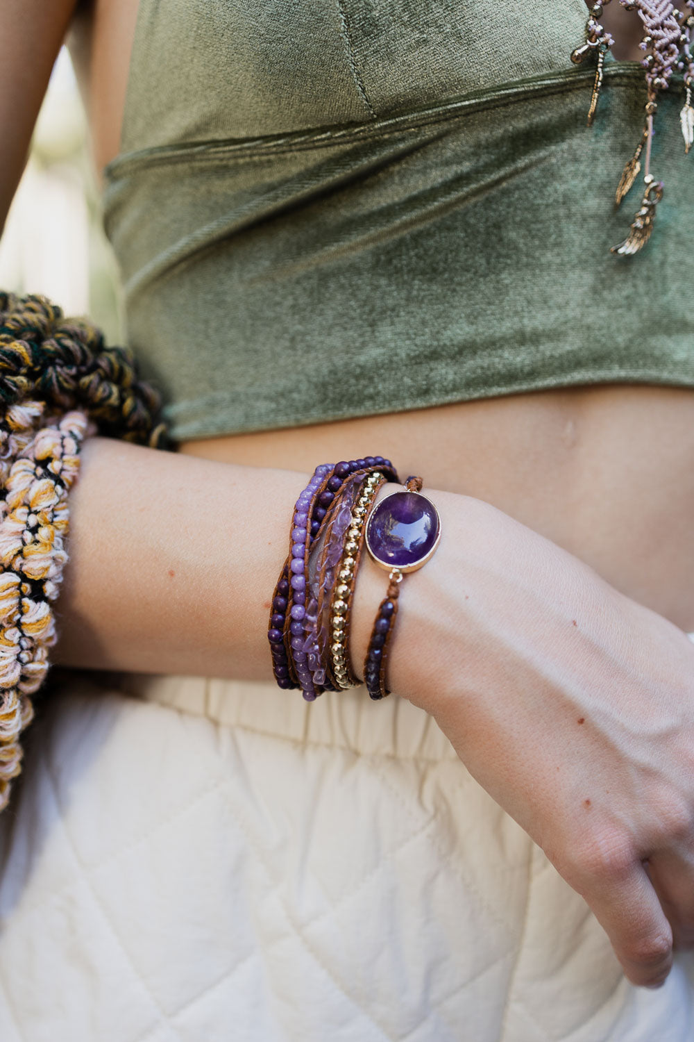 Multi-Wrap Bracelet Bracelets Leto Collection Purple  