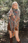 Multicolor Marled Knit Turtle Neck Poncho Ponchos Leto Collection   