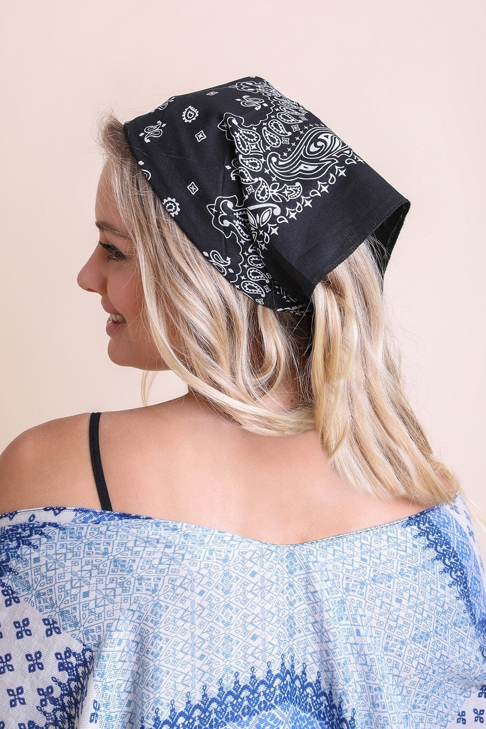 Muted Color Bandana Bandanas Leto Collection Black  