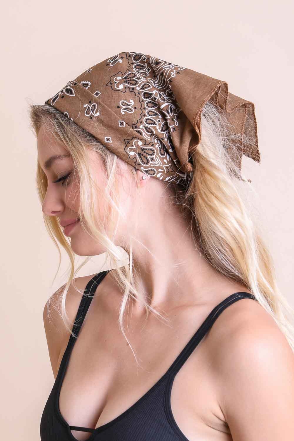 Muted Color Bandana Bandanas Leto Collection Mocha  