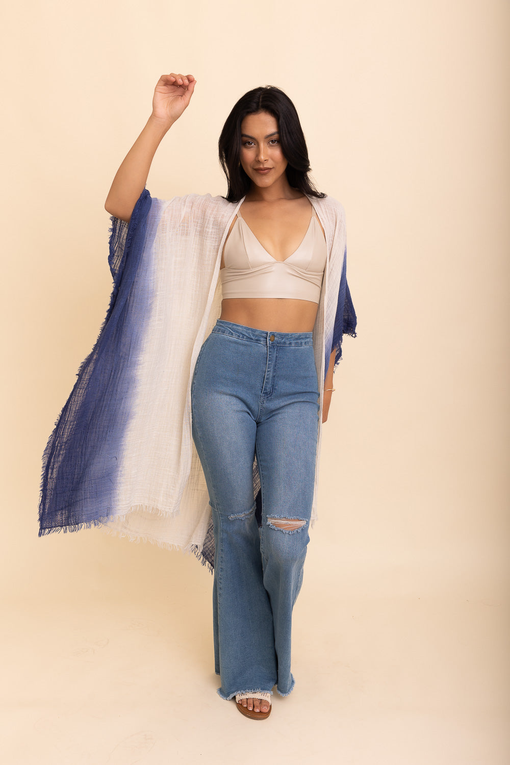 Mystic Hues Cotton Kimono Kimono Leto Collection One Size Ocean 